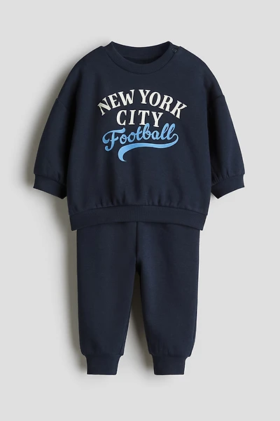 2-piece printed brushed-inside sweatshirt set