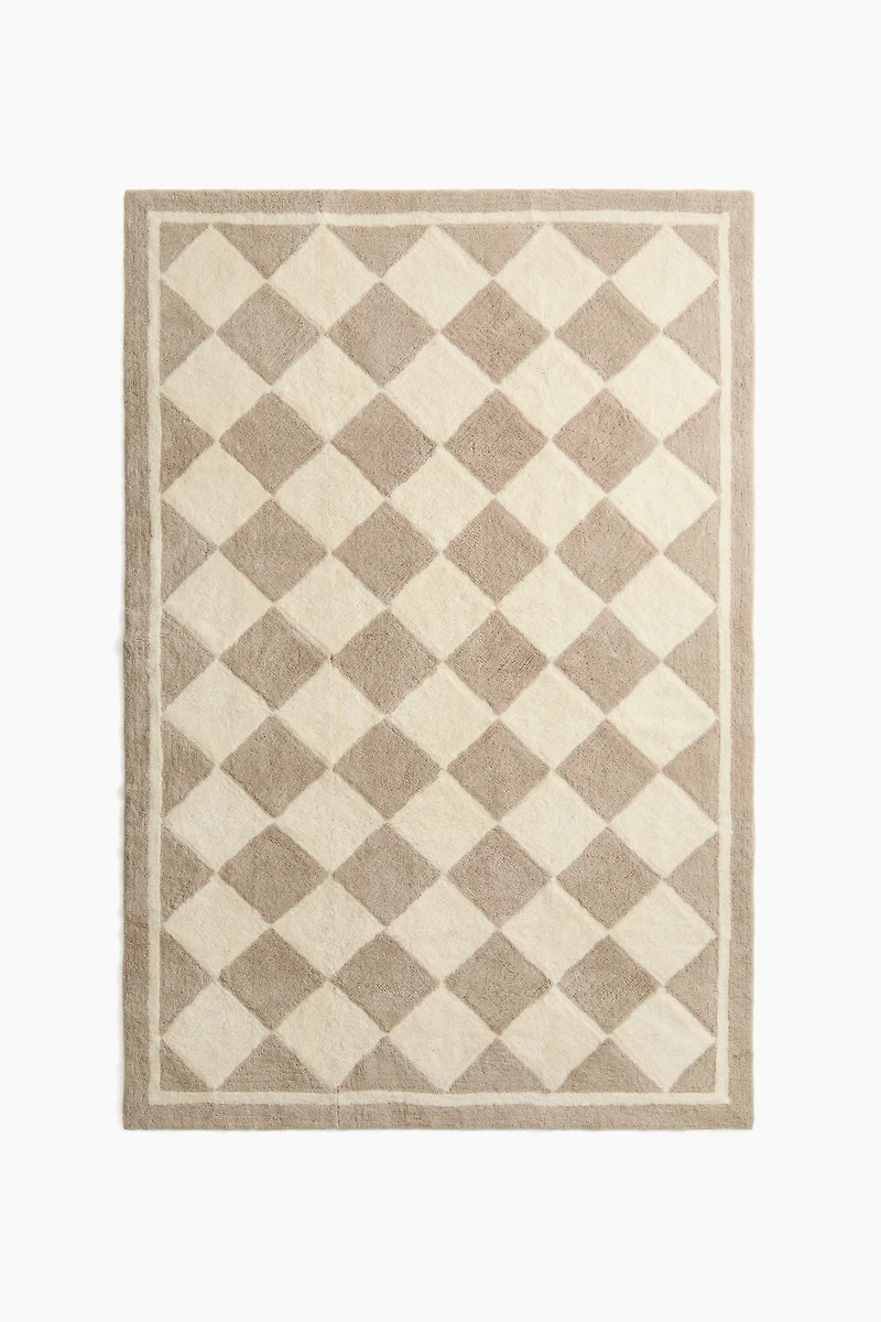 Diamond-Patterned Wool-Blend Rug