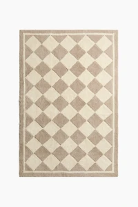 Diamond-Patterned Wool-Blend Rug