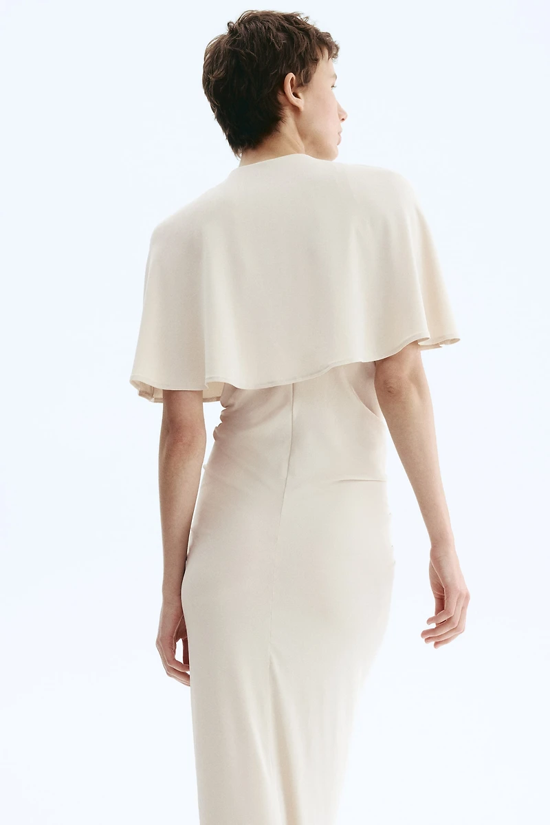 Draped Cape-Detail Dress