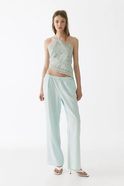 Wide-Leg Linen-Blend Pants
