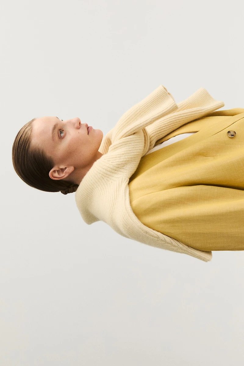 Double-Breasted Linen-Blend Jacket