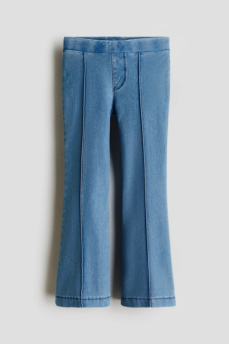 Pantalon taille élastique évasé en denim