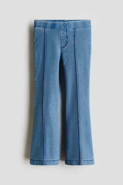 Pantalon taille élastique évasé en denim