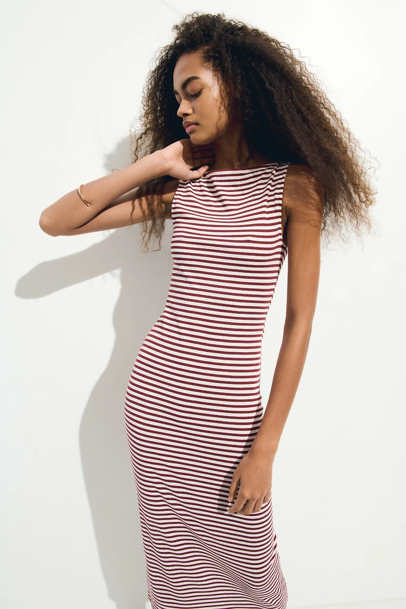 Ribbed Jersey Midi Dress