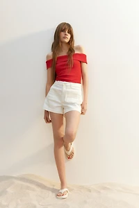 Ribbed Off-the-Shoulder Top