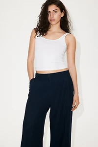 Wide-Leg Linen-Blend Pants