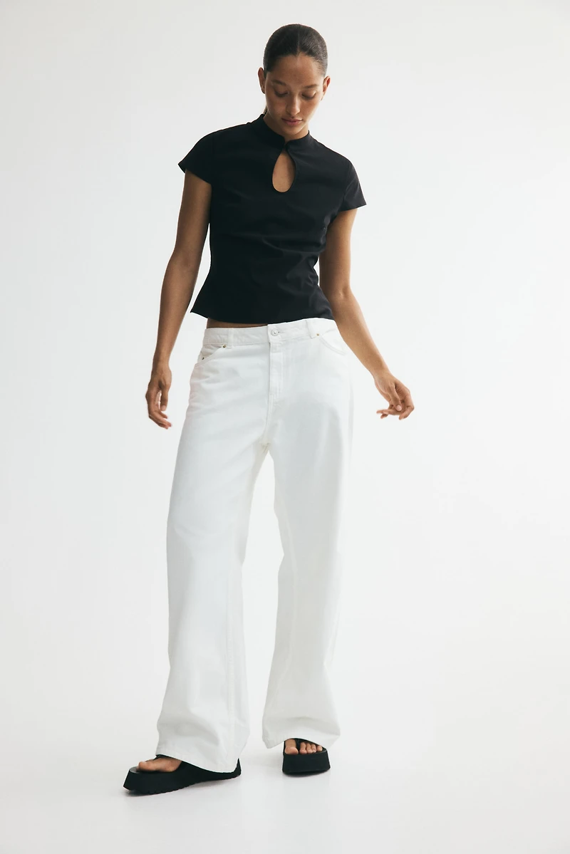 Viscose-Blend Top with Keyhole Detail