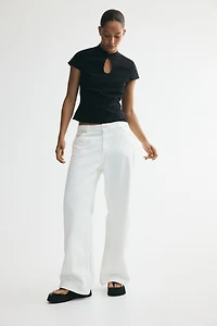 Viscose-Blend Top with Keyhole Detail