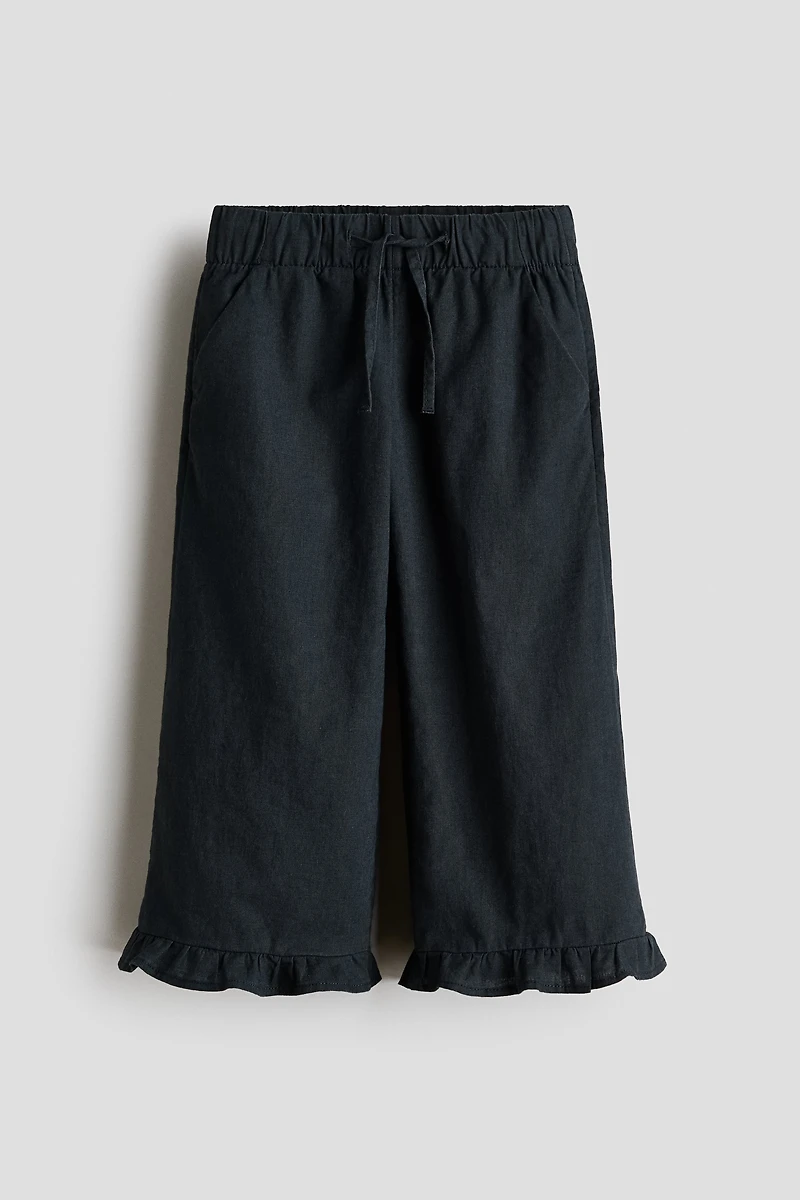 Linen-Blend Drawstring Pants