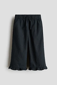 Linen-Blend Drawstring Pants