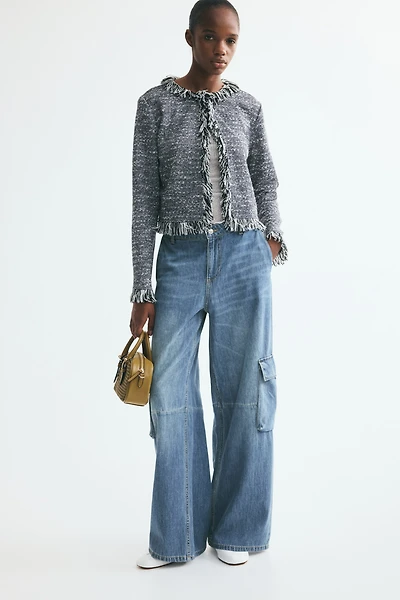 Wide-Leg Regular-Waist Cargo Jeans