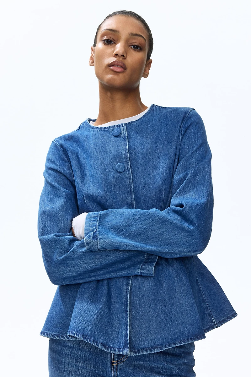 Collarless Peplum Jacket