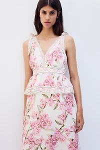 MAMA Linen-Blend Nursing Dress