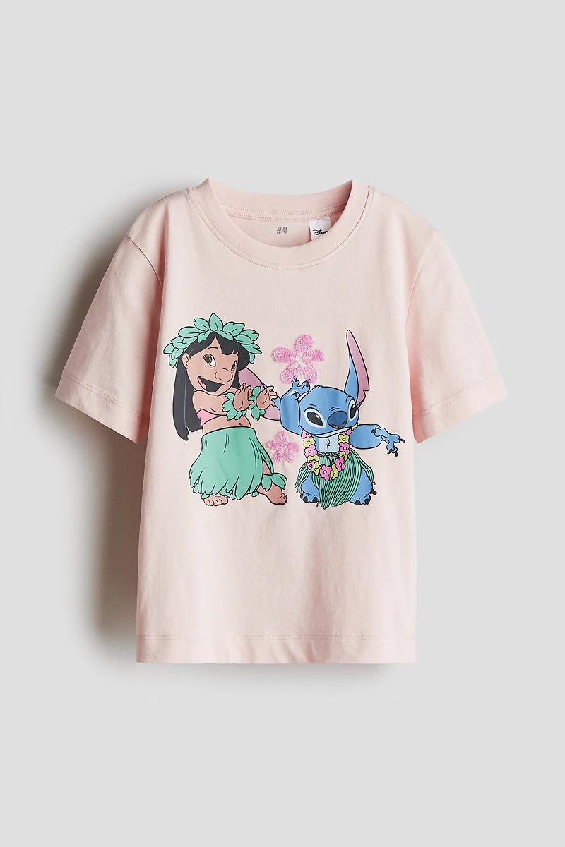 Cotton T-Shirt with Printed Motif