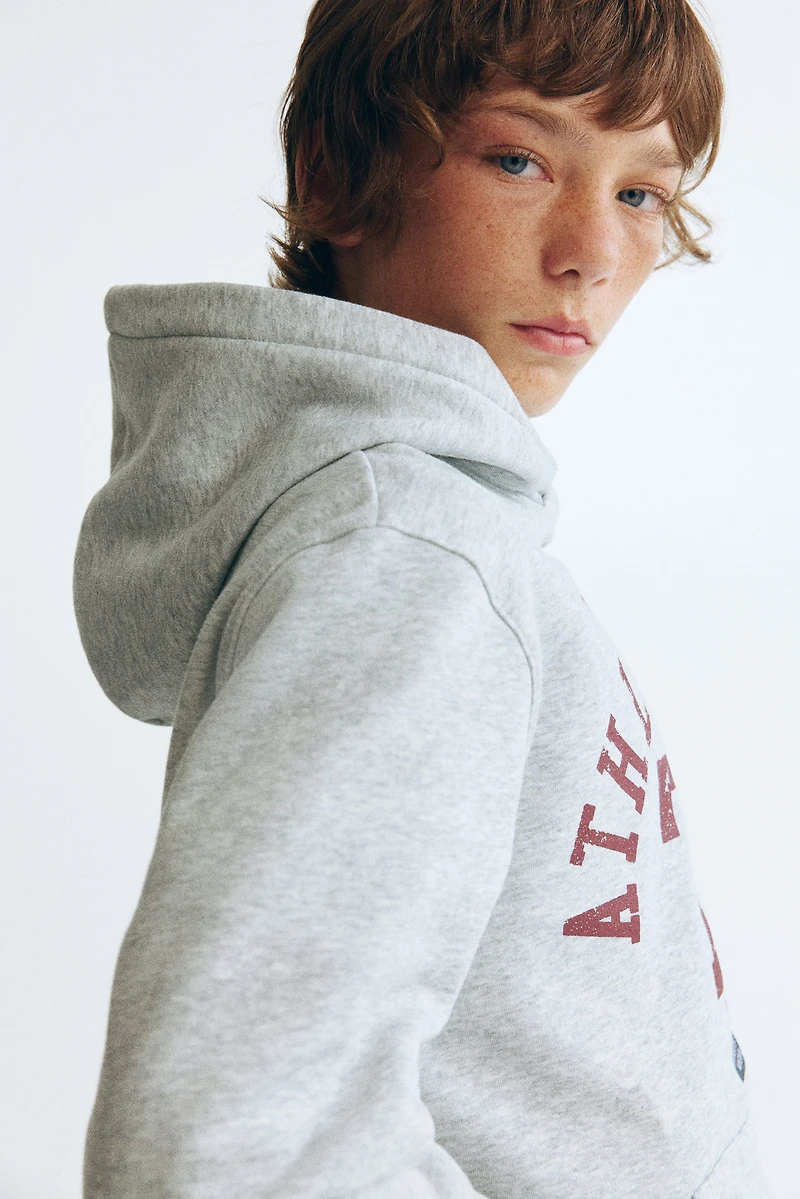 Print-Motif Brushed-Inside Hoodie
