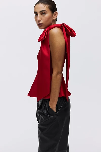 Bow-Detail One-Shoulder Top