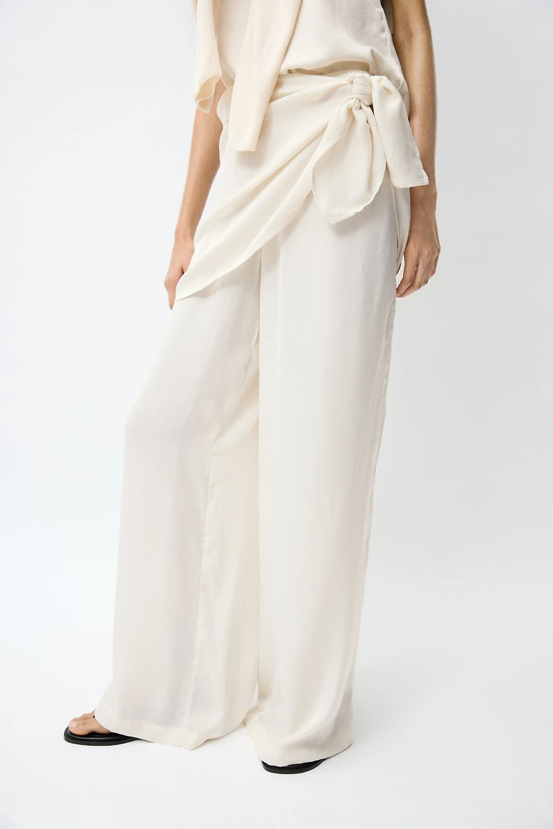 Scarf-Detail Chiffon Pants