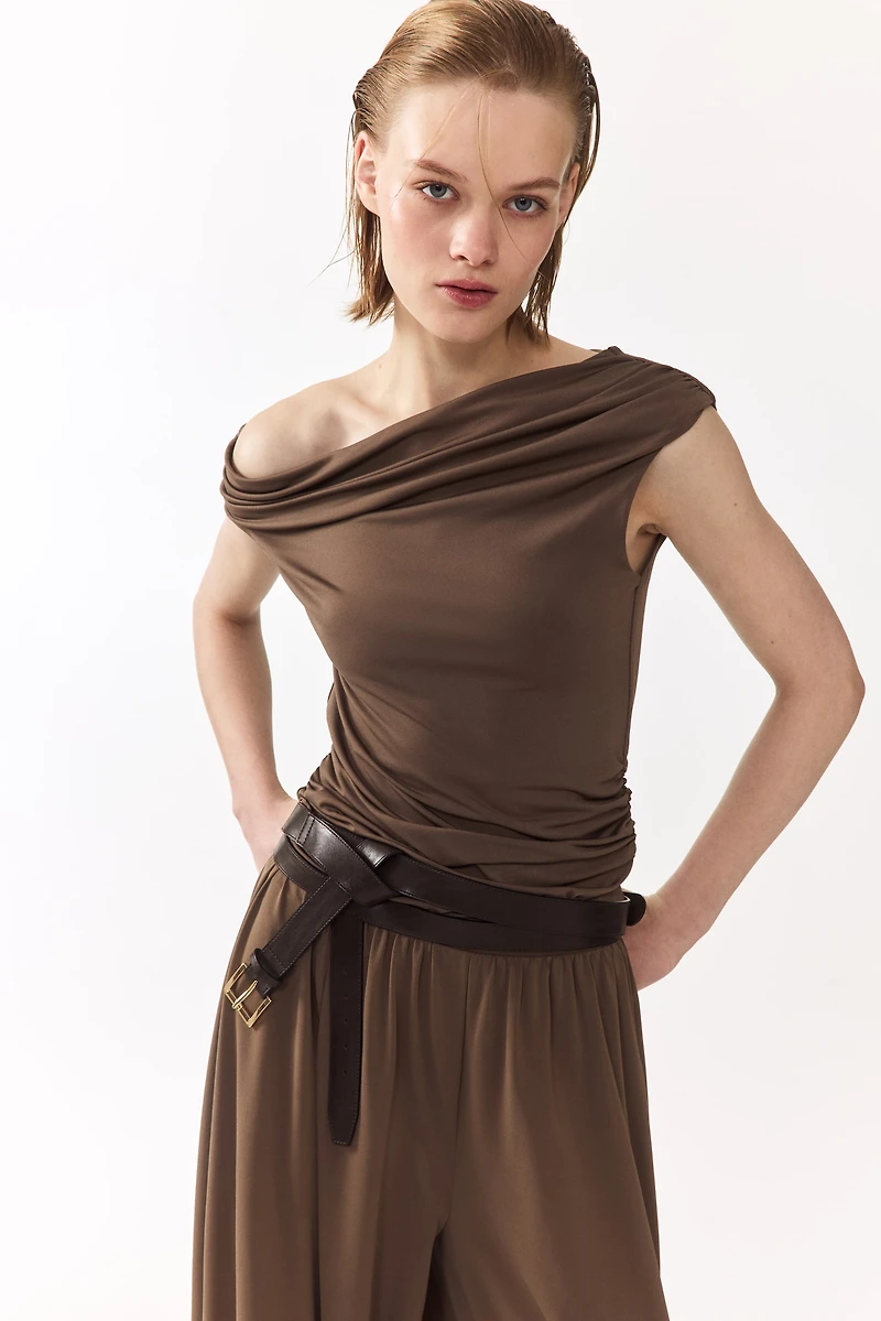 Draped One-Shoulder Top