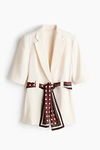 Short-Sleeved Blazer with Tie Belt