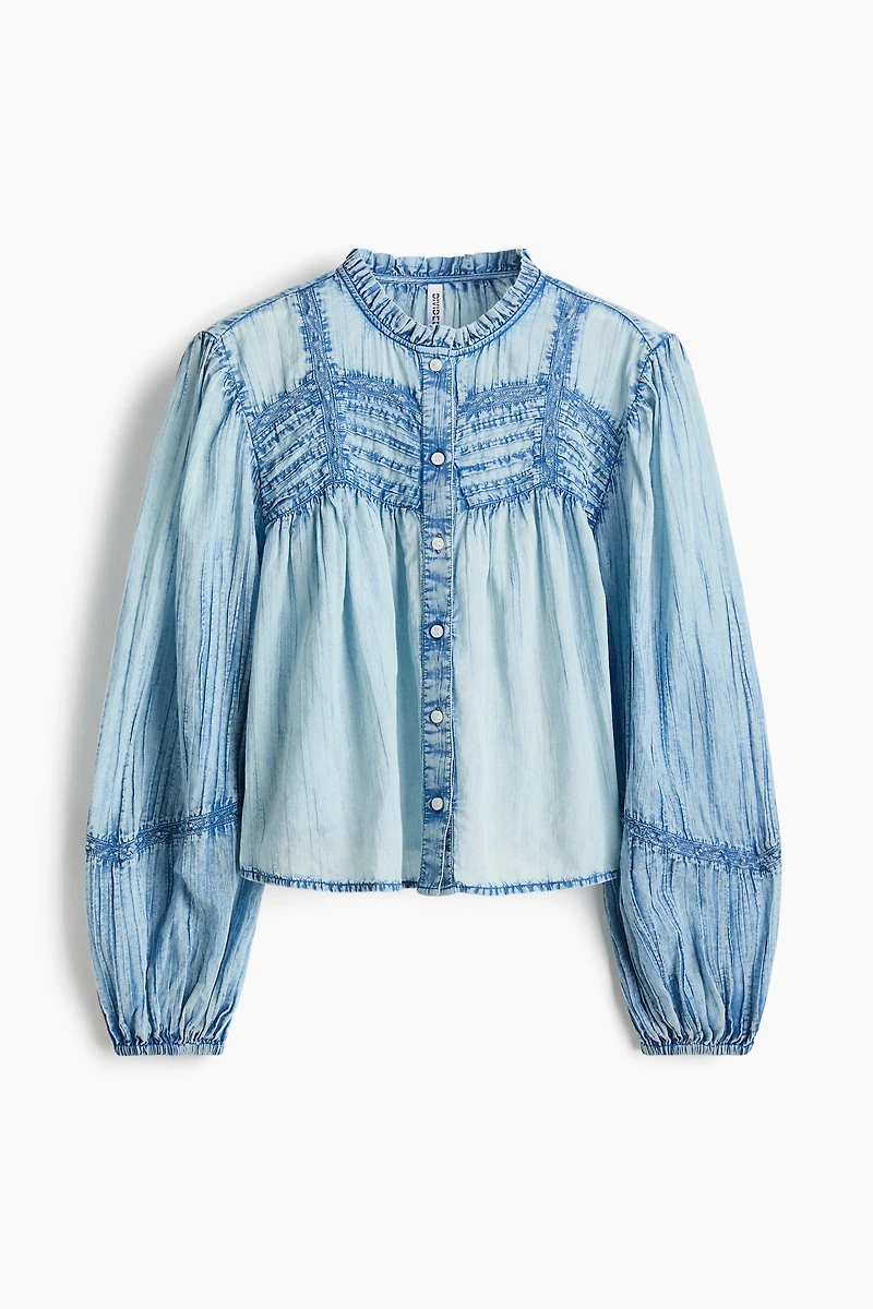 Denim-Look Cotton Blouse