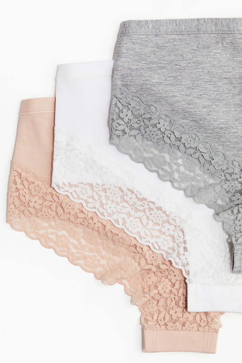 MAMA 5-pack lace-trimmed cotton hipster briefs