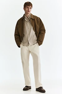 Chemise texturée décontractée à col cubain