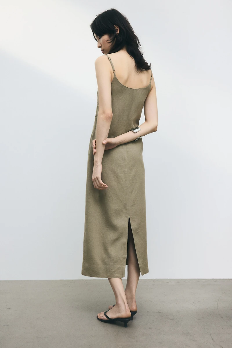 Linen-Blend Strappy Dress