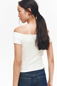 Ribbed Boat-Neck Top