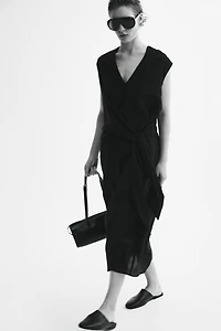 Sleeveless Wrap-Detail Dress