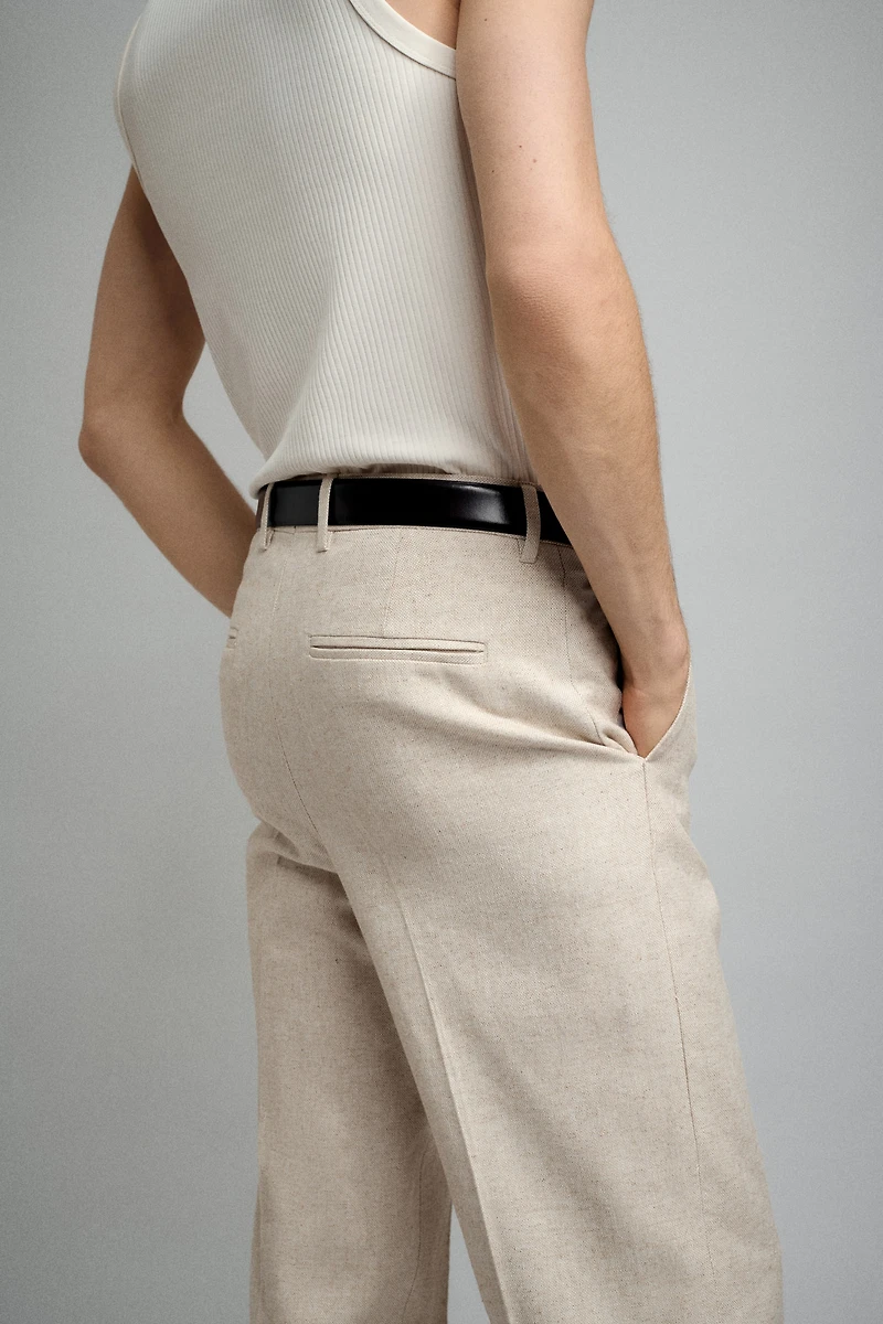 Loose-Fit Linen-Blend Pants
