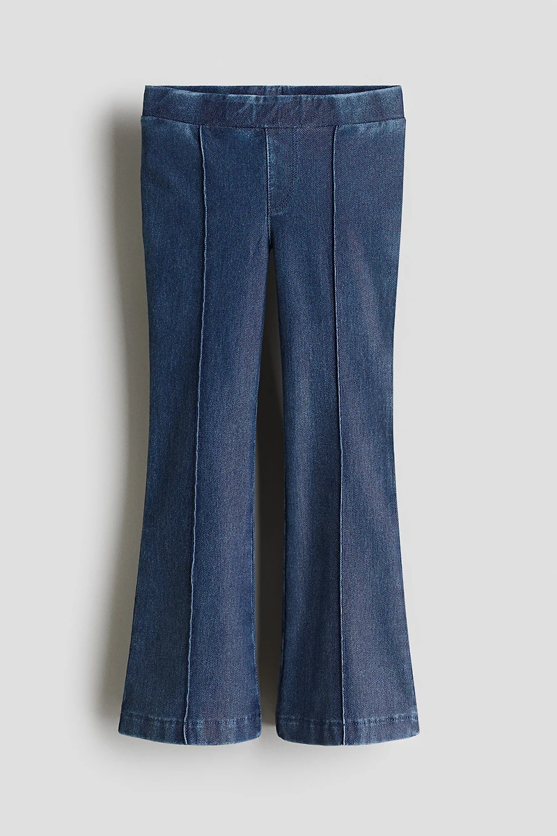 Pantalon taille élastique évasé en denim