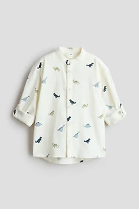 Cotton Band Collar Shirt