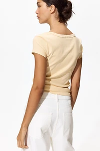 Ribbed Scoop-Neck T-Shirt
