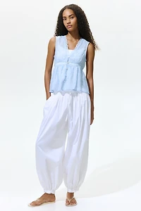Lace-Trimmed Peplum Top