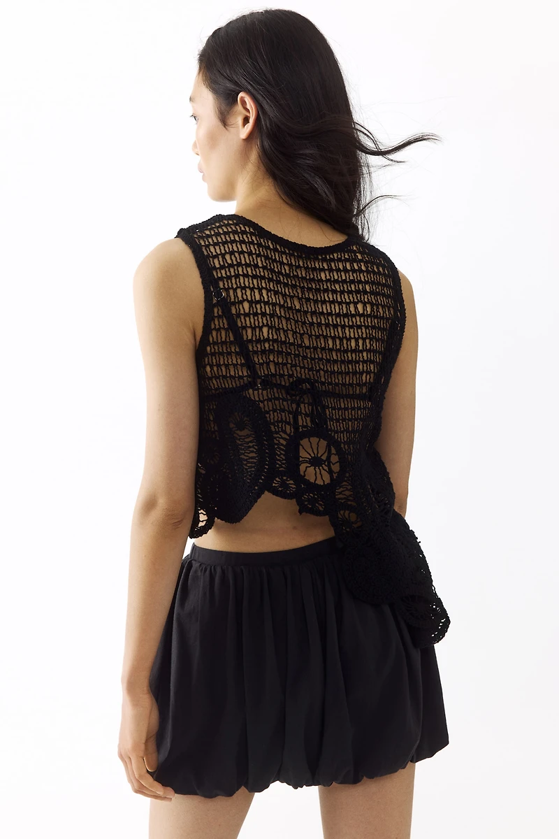Asymmetric Crochet-Look Top