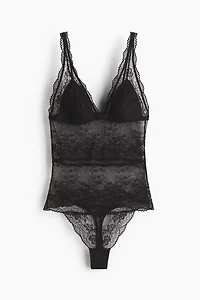Padded-Cup Lace Thong Bodysuit