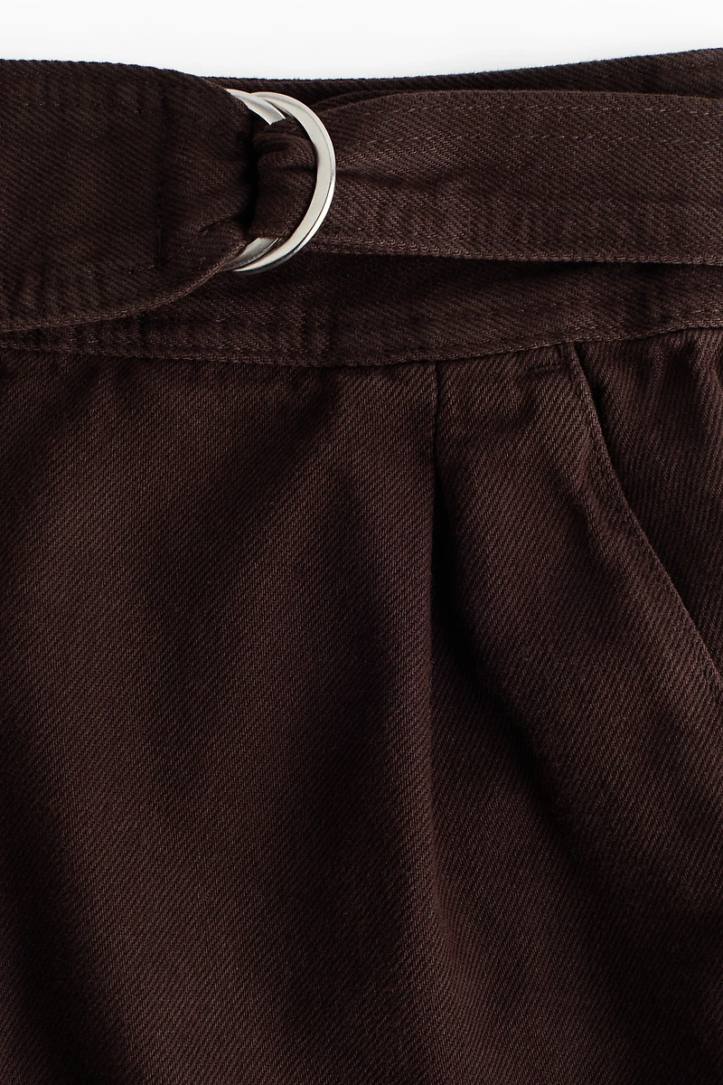 Belted Denim Shorts
