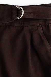 Belted Denim Shorts