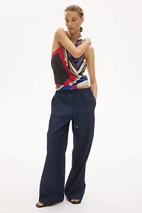 Wide-Cut Paper-Bag Pants