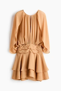 Cape-Detail Chiffon Dress