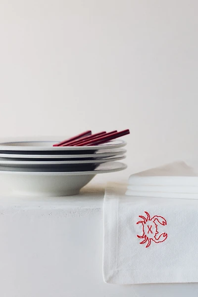 4-Pack Embroidered-Detail Linen-blend Napkins