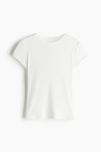 Lace-Trimmed Ribbed T-Shirt