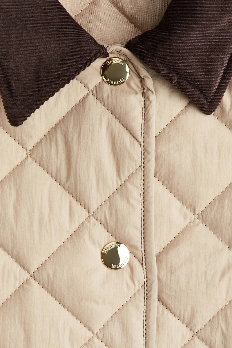 Quilted Jacket with Corduroy Collar