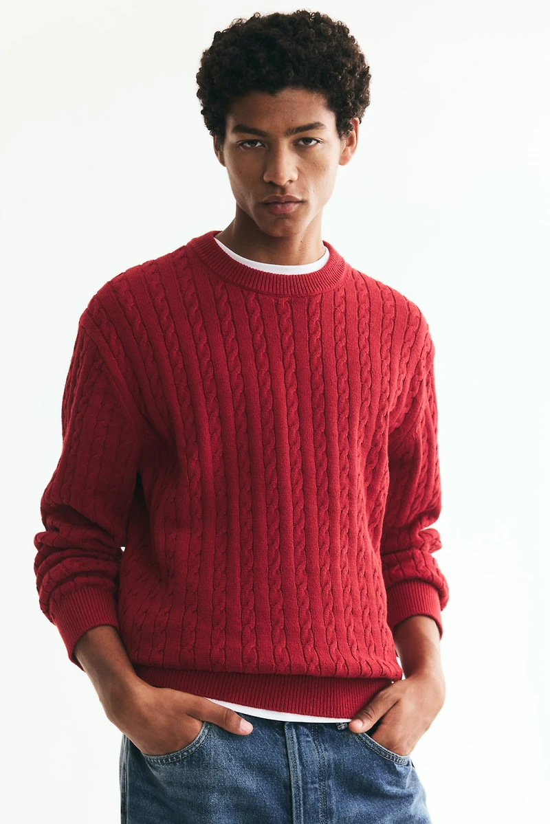 Regular-Fit Cable-Knit Sweater
