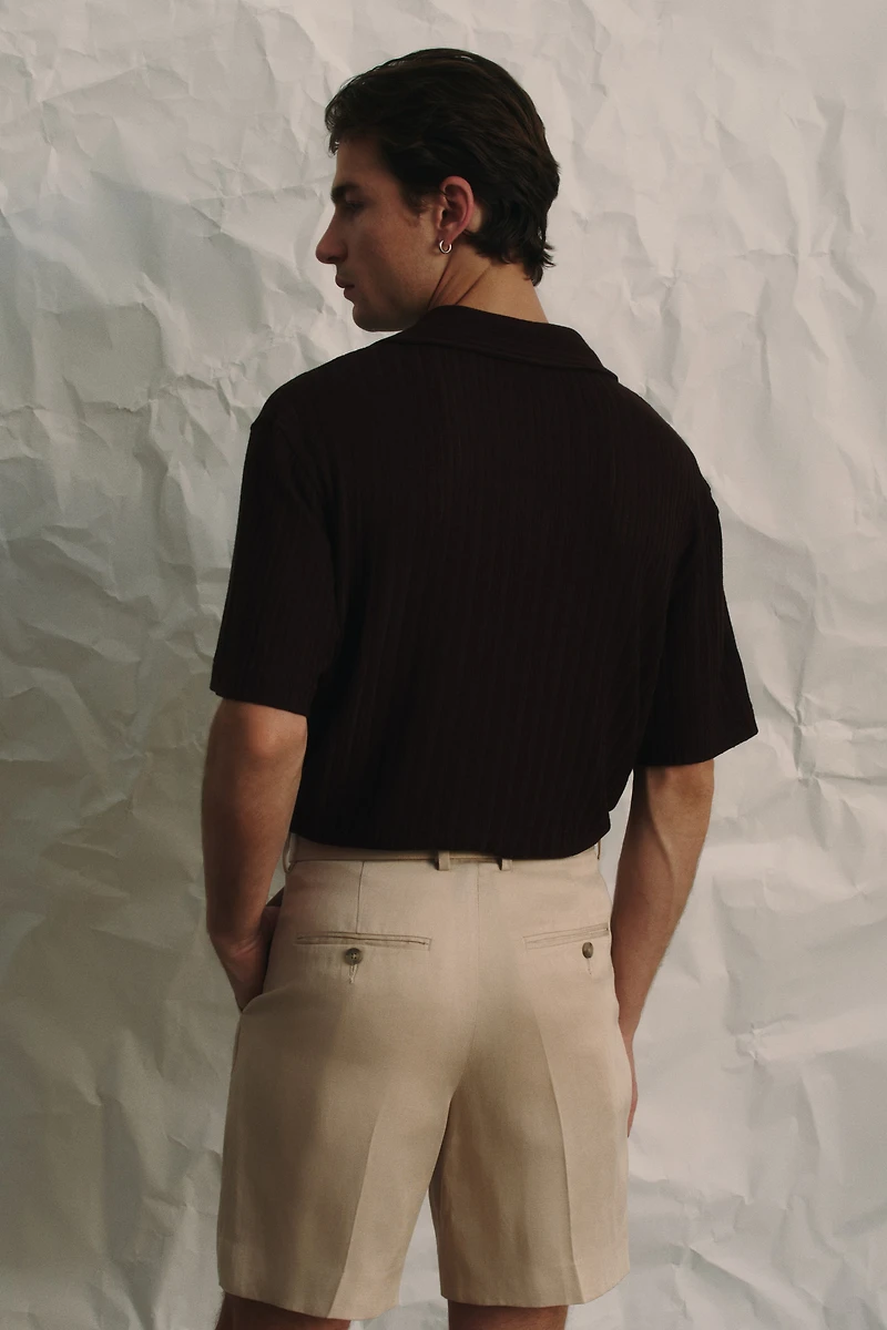 Loose-Fit Rib-Knit Resort Shirt