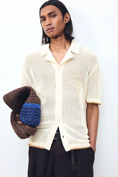 Relaxed-Fit Open-Knit Resort Shirt