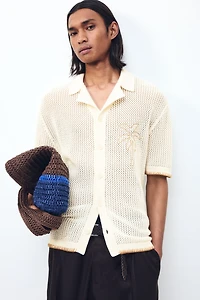 Relaxed-Fit Open-Knit Resort Shirt