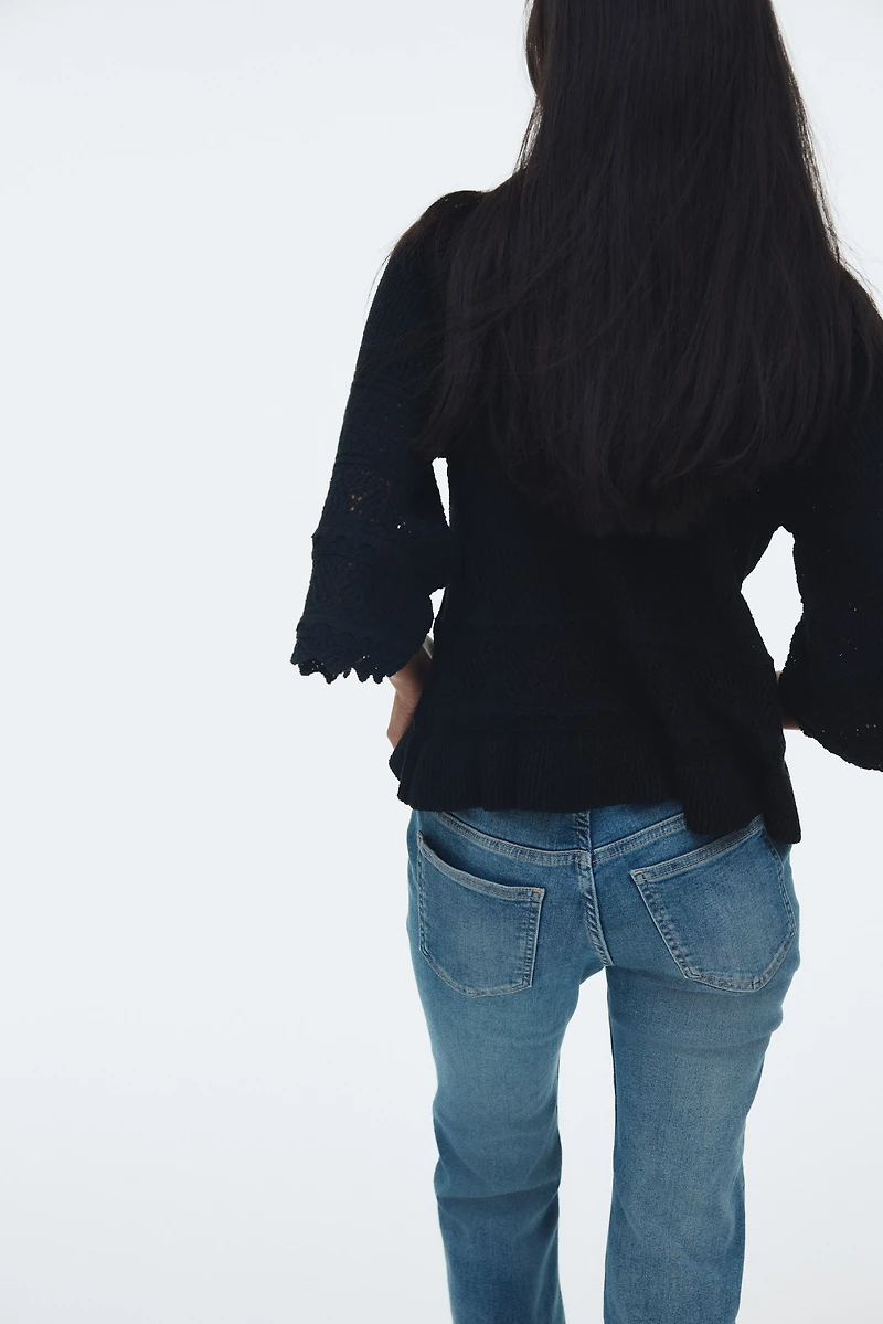 Chandail à volant en tricot pointelle