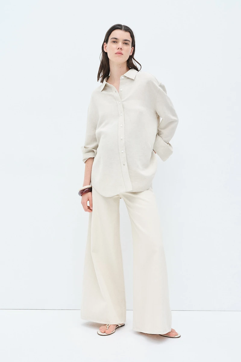 MAMA Before & After Linen-Blend Shirt